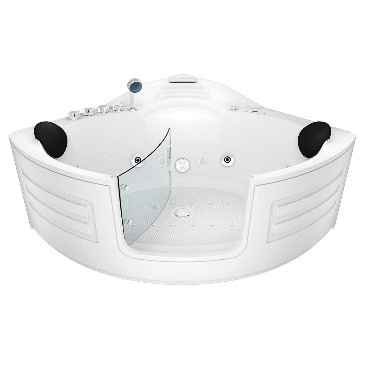 AcquaVapore Whirlpool Pool Badewanne Eckwanne Wanne W70 150x150cm mit Tür Walk-in-Pool passive Schlauch-Reinigung Image