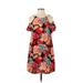 Ann Taylor LOFT Casual Dress - Shift Crew Neck Short sleeves: Red Floral Dresses - Women's Size X-Small Petite