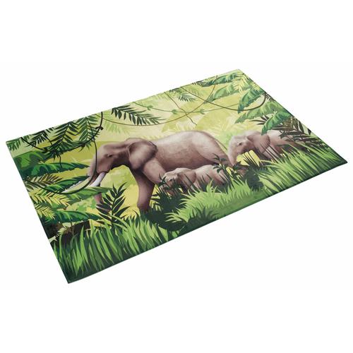 „Kinderteppich BÖING CARPET „“Lovely Kids 404″“ Teppiche Gr. B/L: 110 cm x 170 cm, 6 mm, 1 St., grün (grün, grau) Kinder Kinderzimmerteppiche Motiv Elefanten, Kinderzimmer“