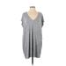 Wilfred Free Casual Dress - Shift V-Neck Short sleeves: Gray Marled Dresses - Women's Size X-Small