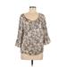 Nine West Long Sleeve Blouse: Tan Tops - Women's Size 8