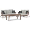 Signature Design by Ashley 3 Piece Sofa Seating Group w/ Cushions Plastic in Brown | 35.5 H x 77.25 W x 28 D in | Outdoor Furniture | Wayfair
