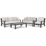 Signature Design by Ashley Tropicava 4 Piece Sofa Seating Group w/ Cushions /Rust - Resistant in Brown | 36 H x 82.88 W x 34.5 D in | Outdoor Furniture | Wayfair