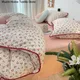 INS Girls-Parure de lit en coton doux lavé drap de lit housse de couette simple taie d'oreiller