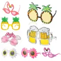 Lunettes de soleil de plage avec motif de flamant rose verres de fête hawaïenne lunettes de plage
