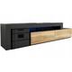 Dusine - Meuble tv Flex Noir et Bois - led Inclus - extensible - angle - Industriel