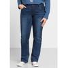 Stretch-Jeans SHEEGO "Große Größen", Damen, Gr. 28, Kurzgrößen, blau (blau denim), Obermaterial: 98% Baumwolle, 2% Elasthan, unifarben, casual, lang, Jeans 5-Pocket-Jeans, mit gerader Beinform, individuelle Used-Effekte