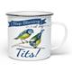 Stop Staring At My Birds! Funny Novelty Enamel Tin Novelty Gift Mug - White