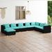 vidaXL Patio Lounge Set Outdoor Sectional Sofa Set Table Garden Poly Rattan - 27.6" x 27.6" x 23.8"