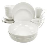 Porcelain Dinnerware 32 Piece Set with 2 Serving Bowls in Daisy