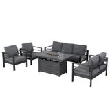 5 Pcs Patio Conversation Set with Propane Firepit