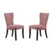 Devi 25 Inch Curved Dining Chair, Pink Velvet Upholstery, Nailhead Trim