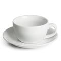 Genware Royal Bowl Cups & Saucers 8.8oz / 250ml - Set of 6 | Bowl Crockery - Coffee Cups, Tea Cups, Cappuccino Cups, Porcelain Cups, White Cups with Bowl Saucers