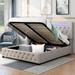 Queen Size Storage Platform Bed with Bluetooth Audio LED Light and USB
