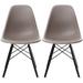 Set of 2 Black Plastic Chair Dark Black Wood Legs Dining Accent Work Home Office Eiffel Dowel Side DSW With Back No Arms