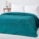 HOMESCAPES - 100% Cotton Reversible Twin Colour Quilted Bedspread Throw - Teal Green & Blue - Double 200 x 200 cm - Washable Bedding Sofa Throw