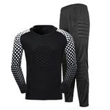 inhzoy Boys Goalkeeper Soccer Jersey and Pants Football Goalie Keeper Uniform Kit Black 9-10