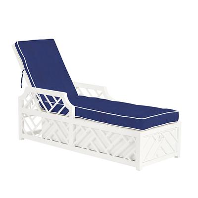 Miles Redd Bermuda Chaise 2-Piece Replacement Cushion - Select Colors - Canvas Azure Sunbrella with White Welt - Ballard Designs