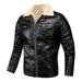 Men s Sherpa Motocycle Jacket Casual Zipper Pocket Leather Aviator Bomber Coat Trucker Jacket