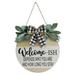 Yoone Welcome Sign Eye-catching Sturdy Construction Wood Decorative Sign with Artificial Leaves for Home