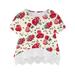 ZRBYWB Toddler Girl Clothes Casual Tunic Floral Flowers Print Lace Tops Short Sleeve Loose Soft Blouse Top Cute Summer Tops