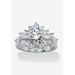 Women's Platinum Plated Round Cluster Ring Cubic Zirconia (3 5/8 cttw TDW) by PalmBeach Jewelry in Platinum (Size 6)