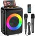 JYX Singing Karaoke Machine Bluetooth Karaoke System with 2 Karaoke Microphones Portable Speaker with RGB Light Support TWS/REC