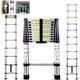 Iropro 3.2M/10.5Ft Extendable Aluminum Ladders, Folding Telescopic Extension Tall Loft Ladder, Portable 11 Steps Loft Ladders, Extension Ladder EN131 DIY Multi Purpose 330lbs/150kg (3.2M/10.5Ft)