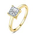 JewelryPalace Princess Cut 1ct Moissanite Solitaire Engagement Rings for Her, 14K Yellow Gold Plated 925 Sterling Silver Promise Ring for Women, Anniversary Wedding Ring Jewellery Sets VVS D-F N
