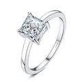 JewelryPalace Princess Cut 1ct Moissanite Solitaire Engagement Rings for Her, 14K White Gold Plated 925 Sterling Silver Promise Ring for Women, Anniversary Wedding Ring Jewellery Sets VVS D-F L