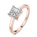 JewelryPalace Princess Cut 1ct Moissanite Solitaire Engagement Rings for Her, 14K Rose Gold Plated 925 Sterling Silver Promise Ring for Women, Anniversary Wedding Ring Jewellery Sets VVS D-F N