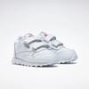 Sneaker REEBOK CLASSIC "CLASSIC LEATHER SHOES", Gr. 26,5, weiß (weiß, carbon, vecblu), Leder, Synthetik, sportlich, Schuhe, mit Klettverschluss