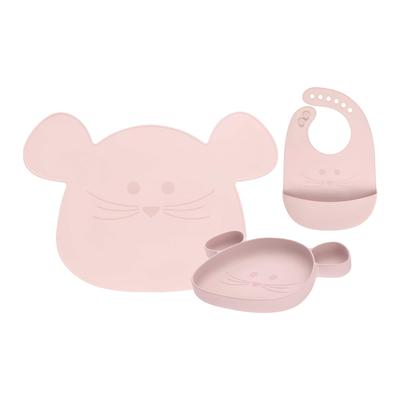 LÄSSIG - Little Chums Silikon Geschirrset mit Lätzchen 3er Set 1 ct