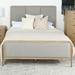 Corrigan Studio® Westcliffe Upholstered Panel Bed Sand Wash & Gray Wood in Brown/Gray | 56.25 H x 65.25 W x 92.5 D in | Wayfair