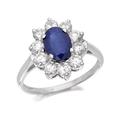 9ct White Gold 1.2 Carat Sapphire And 1 Carat Diamond Cluster Ring - D6358-O