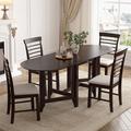 Red Barrel Studio® Classical Oval Dining Table w/ 4 Chairs Wood/Upholstered in Brown | 20.1 H in | Wayfair 35BC081496F84CAFBF30D757DBA887EA