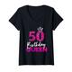 Damen 50ter Geburtstag Birthday Queen Geschenk zum 50. Geburtstag T-Shirt mit V-Ausschnitt