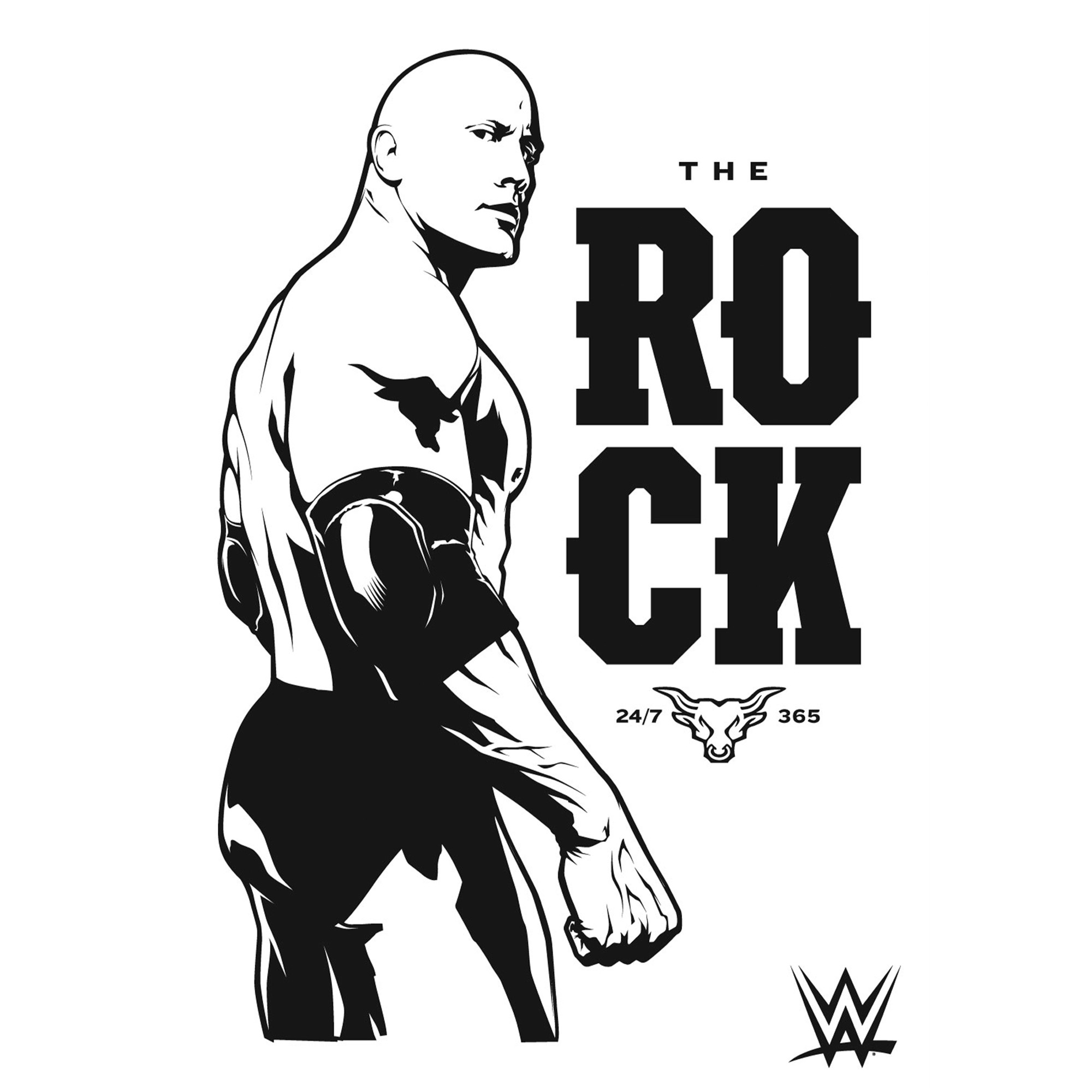 WWE The Rock Black and White Grafik Poster- Ungerahmt A3