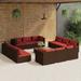 vidaXL Patio Lounge Set Outdoor Sectional Sofa Set Table Garden Poly Rattan - 27.6" x 27.6" x 24"
