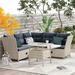 Outdoor Patio 4-Piece All Weather PE Wicker Rattan Sectionals Sofa Set with Adjustable Backs Reclinable Chaise Lounge