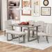 6-Piece Dining Table Set with Bench for 6, Wood Kitchen Table with 4 Upholstered Chairs & Bench, Dining Room Table Set