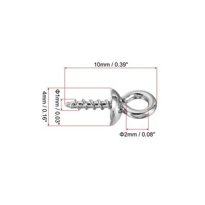 Eye Pin Bail Peg Pendants, 30Pcs 8x4mm Steel Mini Screw Eye Pin