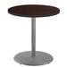 36 Round Cafe Table with Round Base 36 Height Particleboard Core/T-Mold Mahogany Top Grey Frame