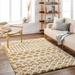 Hauteloom Promp Shaggy Farmhouse Living Room Bedroom Area Rug - Bohemian Moroccan Trellis High Plush Pile - Shag Carpet - Mustard Brown White - 7 10 x 10 3