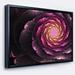 DESIGN ART Designart Fractal Flower Light Purple Digital Art Large Flower Framed Canvas Wall Art 40 in. wide x 30 in. high