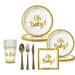 Opolski 1 Set Paper Dinner Plate Set Stylish Bright-colored Celebratory Visual Effect Dinner Fork Supplies for Birthday