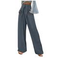 Jeans for Women Womens Jeans Women s Loose Fit Wide Leg Pants Cotton Linen Trousers Straight Pants Casual Pants Maternity Leggings Bell Bottom Jeans for Women Clearance Gray 2XL