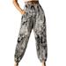 Lilgiuy Women s Fashion Casual Printed Elastic Waist Tunic Cropped Lantern Pants Rugged Flex Ripstop Utility Pant