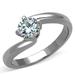 KUNEREN TK1543 - High polished (no plating) Stainless Steel Ring with AAA Grade CZ in Clear