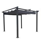 SESSLIFE 10 x 10 Outdoor Pergola Gazebo Gray Patio Pergola with Retractable Canopy Modern Metal Pergola Sun Shade Aluminum Pergola for Porch Beach Pavilion Lawn TE3149